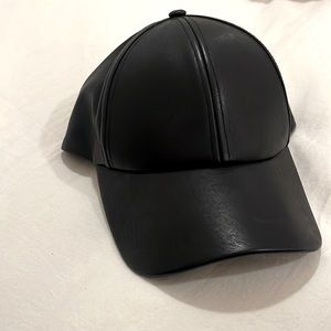 Black leather baseball hat